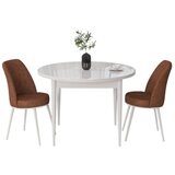 Hanah home trpezarijski set Tor, sto i 2 stolice, bela ploča, terakota tkanina Babyface | Eponuda.com