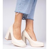 D/CEO marka niezdefiniowana Beige square-toe pumps on a massive heel Irenois | ePonuda.com