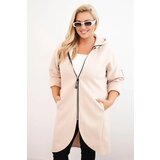 Kesi Włoski Elegant Plus Size women's coat with a collar and large pockets fango Cene