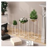 WALLXPERT Set ukrasnih saksija GED-019-C, 28x80cm, 17x40cm, 22x60cm, Bijelo-zlatna | Eponuda.ba