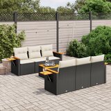  7-dijelni set vrtnih sofa od poliratana s jastucima crni Slike