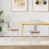  Stolac za blagovanje 2 pcs Bjela i prirodna Čvrsto drvo od gume | shoptok.hr