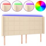 Maison Chic led posteljno vzglavje - vzglavna omarica - nočna omarica krem 183x16x118/128 cm blago, (21706914) | Shoptok.si