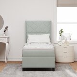 vidaXL Box Spring postelja z blazino svetlo siva 80x200 cm žamet u