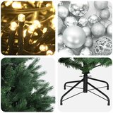  Umjetno božićno drvce s kuglicom 120 cm 150 LED lampica - Zelena 120 cm s LED-ima i srebrnim lopticama | shoptok.hr