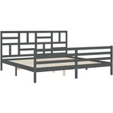  Za krevet s uzglavljem sivi 200 x 200 cm od masivnog drva | shoptok.hr