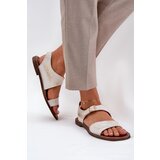 Zazoo Women's Leather Flat Sandals 3014 Distressed Gold | Shoptok.si