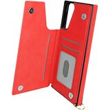 AVIZAR Ovitek z vrvico za Samsung Galaxy S21 Plus, odporen proti udarcem, z varnim držalom za kartico - rdec, (20718005) | Shoptok.si
