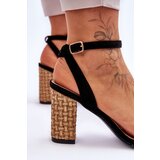 Boto Suede Sandals On A Braided Heel Black Selila | shoptok.hr