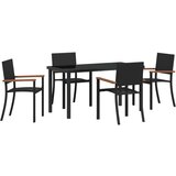  Set za blagovanje u vrtu 5 komada crni poli ratan | shoptok.hr