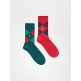 Reserved komplet 2 parov nogavic z vzorcem - kaki | Shoptok.si
