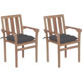 The Living Store Vrtni stoli 2 kosa z antracitnimi blazinami trdna tikovina - Vrtni Stol, (21476992) | Shoptok.si