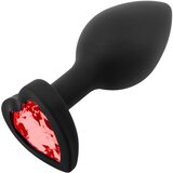 Sunfo - silikonski analni dildo s srčastim kamnom (črno-rdeč) | Shoptok.si