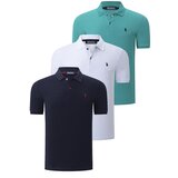 Dewberry TRIPLE SET T8561 MENS T-SHIRT-NAVY BLUE-WHITE-LIGHT GREEN Cijene