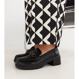 Gemre Black eco-leather heeled loafers with metal decoration Lyyli | shoptok.hr