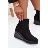 Boto Insulated Ankle Boots On Wedge Made Of Eco Suede Black Mavona | Shoptok.si