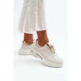 EVENTO Women's Leather Sneakers with Chunky White-Gold Sole Dzumati | shoptok.hr