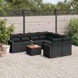 vidaXL 9-dijelni set vrtnih sofa s jastucima crni od poliratana | shoptok.hr