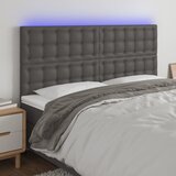 vidaXL LED posteljno vzglavje sivo 200x5x118/128 cm umetno usnje Cene