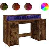 Maison Chic Pisalna miza - pisarniška miza - Računalniška miza z LED lučkami dimljeni hrast 140x55x91 cm inž. les, (21785254) Cene
