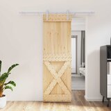  Klizna vrata Prirodna i bijela 70 x 210 cm Čvrsta borovina | shoptok.hr