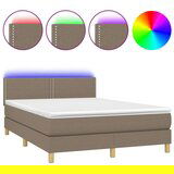  Krevet box spring s madracem LED smeđesivi 140x190 cm tkanina | shoptok.hr