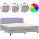  box spring s madracem LED svjetlosivi 160x200 cm tkanina | shoptok.hr