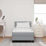 Tvrdi krevet s madracem i LED svjetlom svijetlosiva 100x200 cm tkanina | shoptok.hr