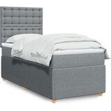 vidaXL Okvir kreveta s oprugama i madrac svjetlosivi 90x200cm tkanina | shoptok.hr