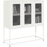 vidaXL Komoda bela 100,5x39x107 cm hladno valjano jeklo | Shoptok.si
