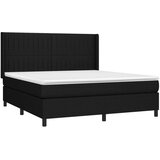  Box spring postelja z vzmetnico LED črna 160x200 cm blago | Shoptok.si