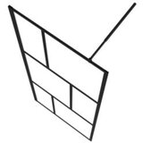 Pregrada za tuš s policom crna 100x195 cm staklo ESG i aluminij | shoptok.hr