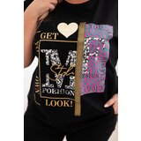Kesi Włoski Women's cotton Plus Size blouse with print and sequinswhite + pink Cijene
