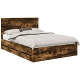  Krevetna konstrukcija s ladicama Dimljeni hrast 135 x 190 cm | shoptok.hr
