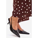 Boto Lacquered High Heels With Open Heel Black Talira | Shoptok.si