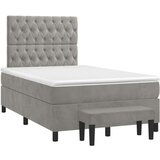 Box spring postelja z vzmetnico svetlo siva 120x200 cm žamet, (20790616) | Shoptok.si
