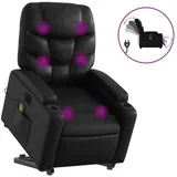 Električni masažni fotelj - Relax naslanjač s funkcijo vstajanja črno um. usnje, (22042589)