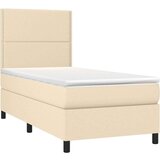  Krevet s oprugama i madracem krem 100 x 200 cm od tkanine | shoptok.hr
