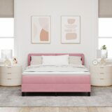 Box Spring Krevet s Madracem Ružičasta 160x200 cm Baršun | shoptok.hr