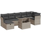 vidaXL Vrtna sedežna garnitura 8-delna z blazinami sv. siv poli ratan | Shoptok.si