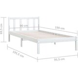 vidaXL Posteljni okvir bel iz trdne borovine 90x190 cm UK Single | Shoptok.si