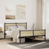 Maison Chic Kovinski Posteljni okvir - Dvoposteljna postelja - Zakonska postelja brez vzmetnice sonoma hrast 140x190 cm, (21694609) | Shoptok.si