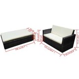  2-dijelna vrtna garnitura od poliratana s jastucima crna | shoptok.hr