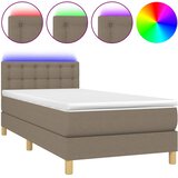 box spring s madracem LED smeđesivi 80 x 200 cm tkanina | shoptok.hr