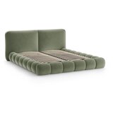 Micadoni Zelena oblazinjena zakonska postelja s prostorom za shranjevanje z letvenim dnom 160x200 cm Solange – | Shoptok.si
