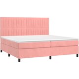  box spring s madracem LED ružičasti 200x200cm baršunasti | shoptok.hr