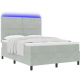 vidaXL Box Spring Krevet s Madracem i LED Osvjetljenjem Svjetlosiva 140x190 cm Baršun | shoptok.hr