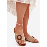 Boto Womens Flat Heeled Sandals With Buckle Beige Lanoni | ePonuda.com