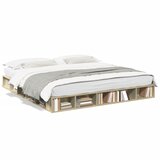  Okvir za krevet boja hrasta 200x200 cm od konstruiranog drva Smeđa 200 x 200 cm | Shoptok.si
