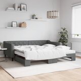 vidaXL Izvlečna dnevna postelja z vzmetnicami siva 100x200 cm blago Cene